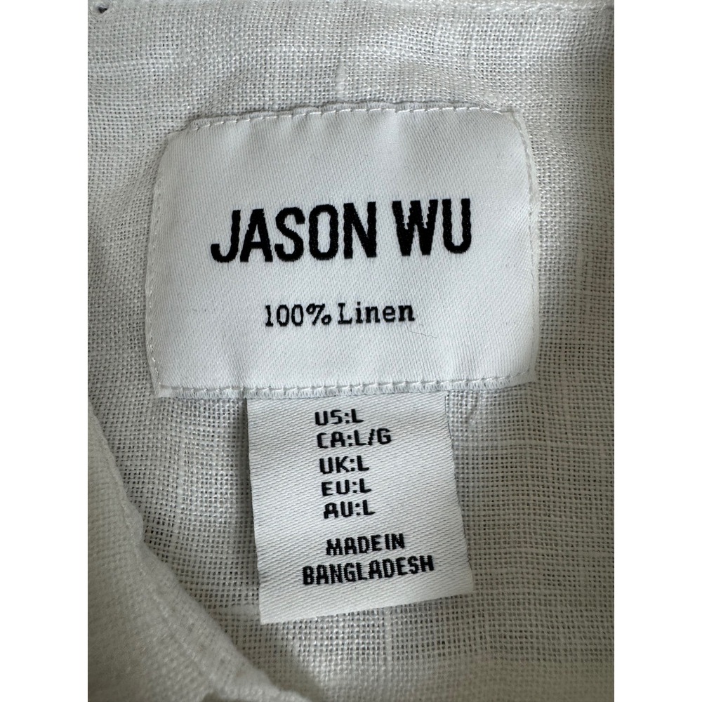Jason Wu Mens 100% Linen Short Sleeve Button Up Shirt White Large Casual NWT - Picture 14 of 16